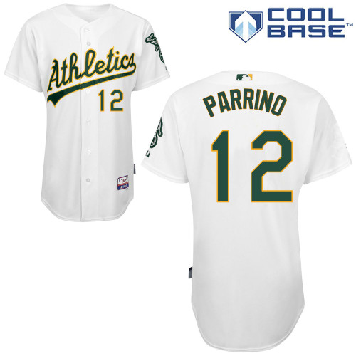 Andy Parrino #12 MLB Jersey-Oakland Athletics Men's Authentic Home White Cool Base Baseball Jersey